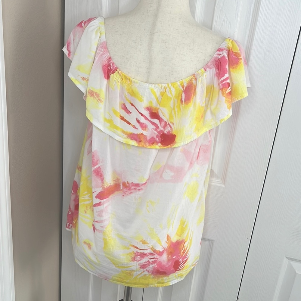 Tie-Dye Off-Shoulder Top - Pink and Yellow - Picture 3 of 8
